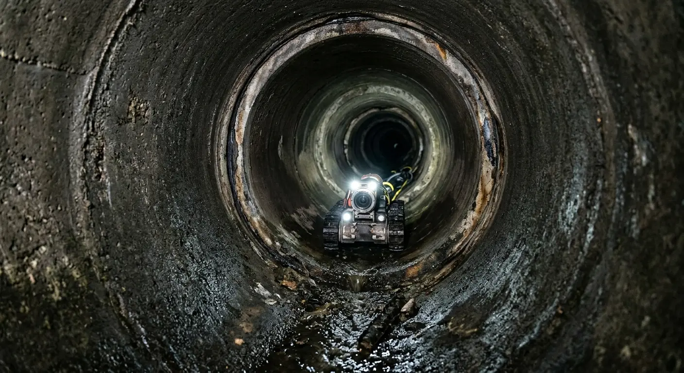 Robotic sewer camera inspecting pipe interior for Drain Snake Service in Marshall